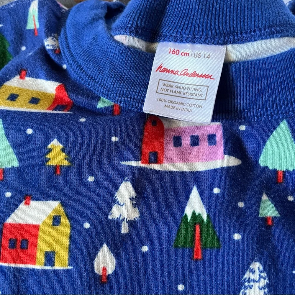 Hanna Andersson bundle of 2 organic cotton long john holiday winter pajama sets